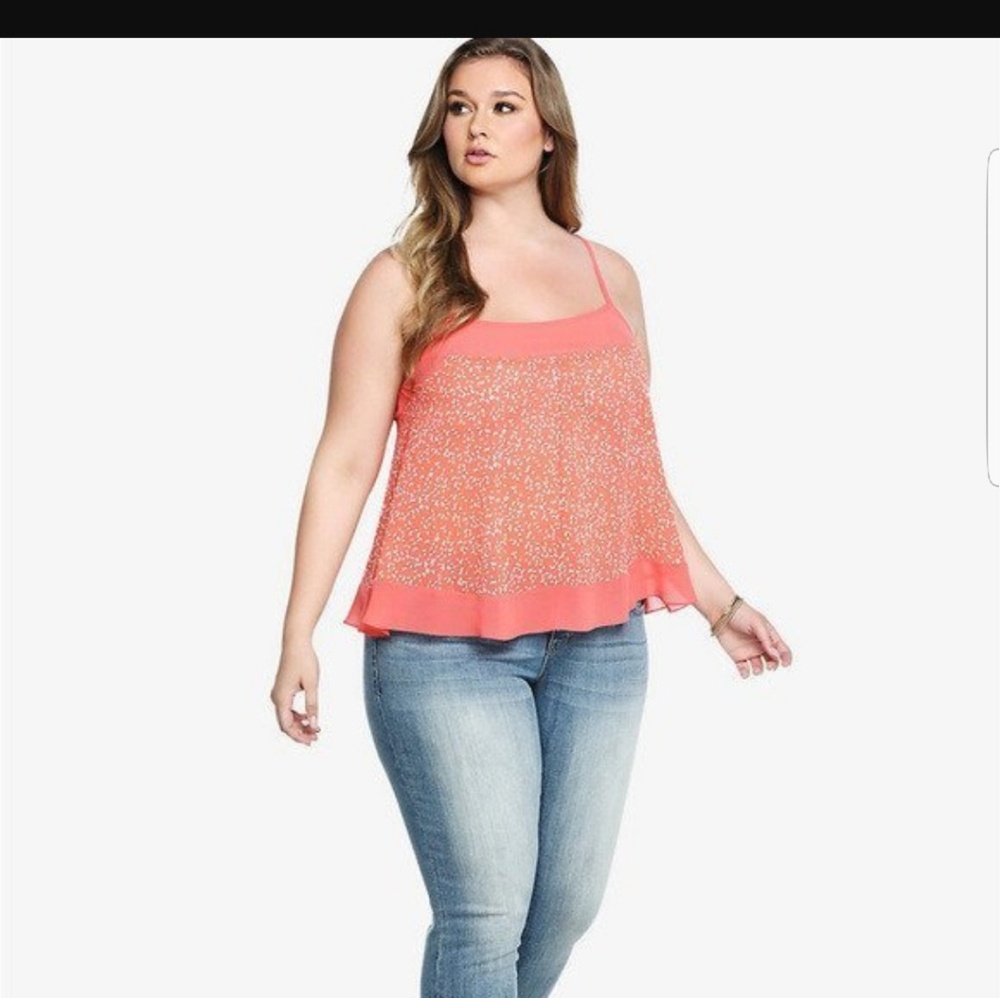 Torrid Coral Diamond Print Chiffon Tank 3X